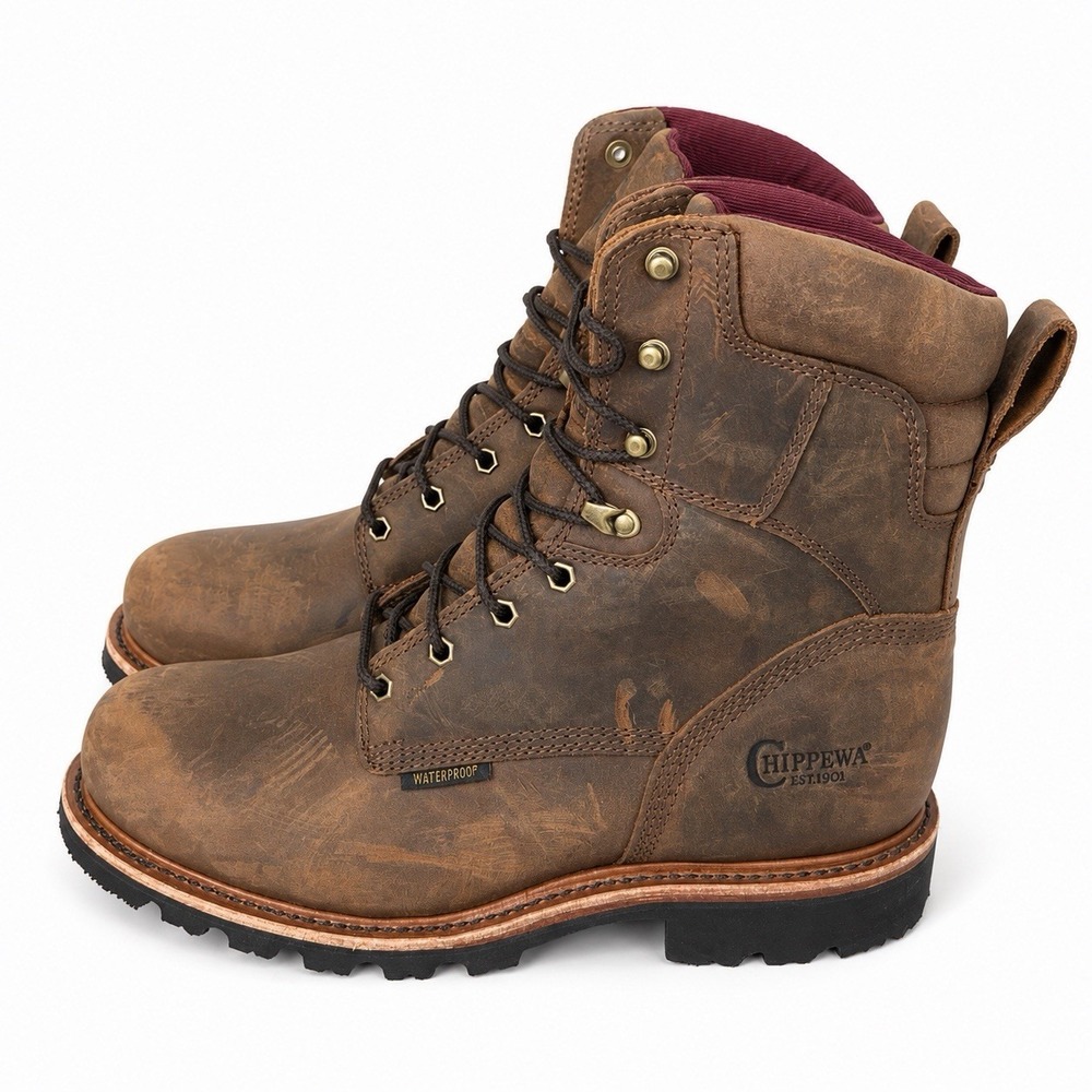 Chippewa Super DNA 8" Brown 59416 Men's 9.5 2E Soft Toe Waterproof Work Boots